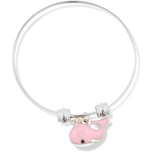 Pink Whale Three Rhinestones Water Fancy Charm Bangle